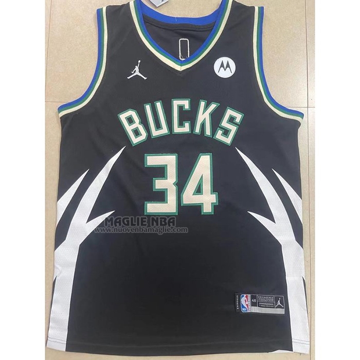 Maglia
 Giannis Antetokounmpo NO 34 Milwaukee Bucks Statement 2022-23 Nero
